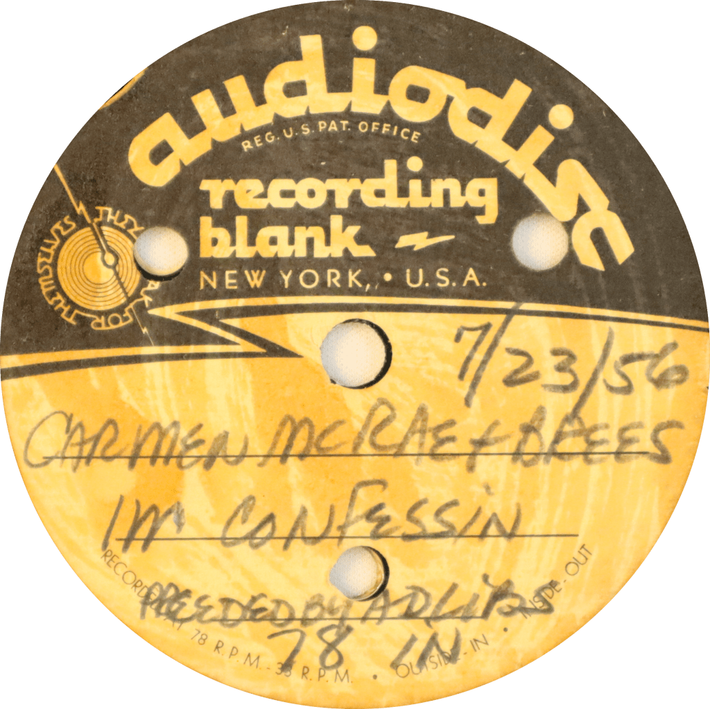 Carmen McRae on Audiodisc w/Brees&nbsp;7/23/56