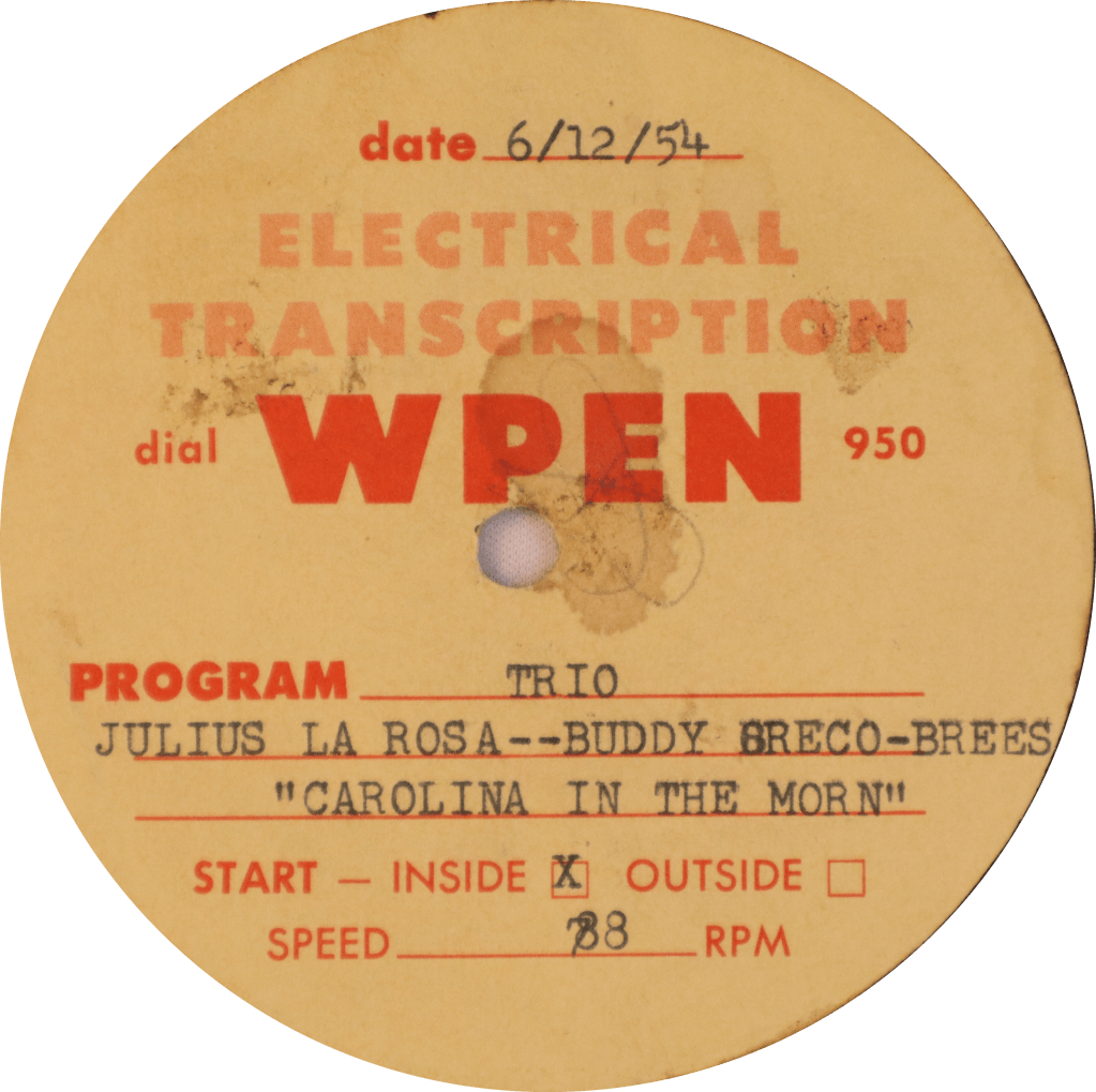 Julius La Rosa, Buddy Greco on WPEN&nbsp;w/Brees