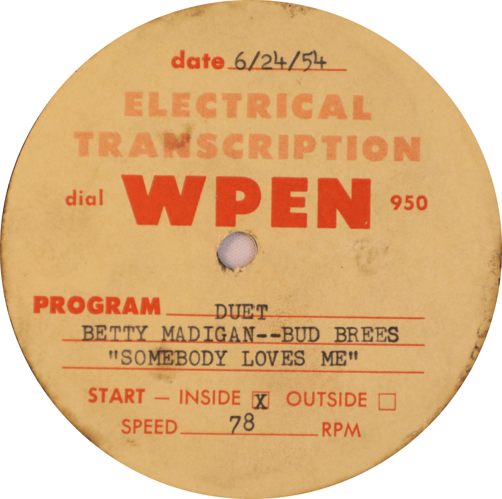 Betty Madigan w/Brees on WPEN&nbsp;6/24/54