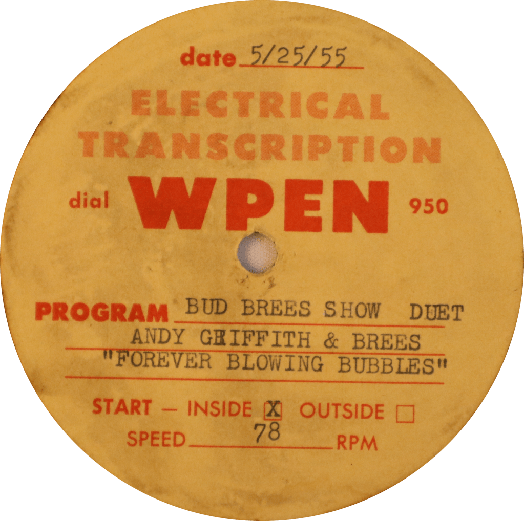 Andy Griffith on WPEN w/Brees&nbsp;5/25/55